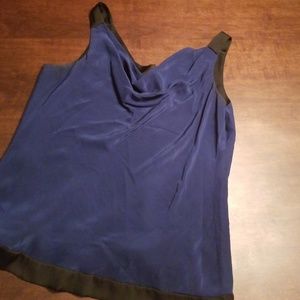 White House Black Market Tops - Blue with Black trim silk tank White House Black Market Tops - Blue with Black trim silk tank
